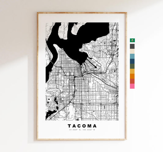 Tacoma Map Print - City Map Poster - Map Art - USA City Maps - Tacoma Print - Tacoma Poster - Minimalist City Map - Washington