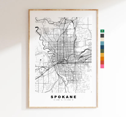 Spokane Map Print - City Map Poster - Map Art - USA City Maps - Spokane Print - Spokane Poster - Minimalist City Map - Washington