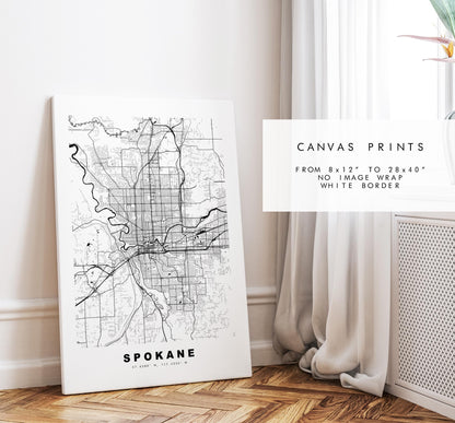 Spokane Map Print - City Map Poster - Map Art - USA City Maps - Spokane Print - Spokane Poster - Minimalist City Map - Washington