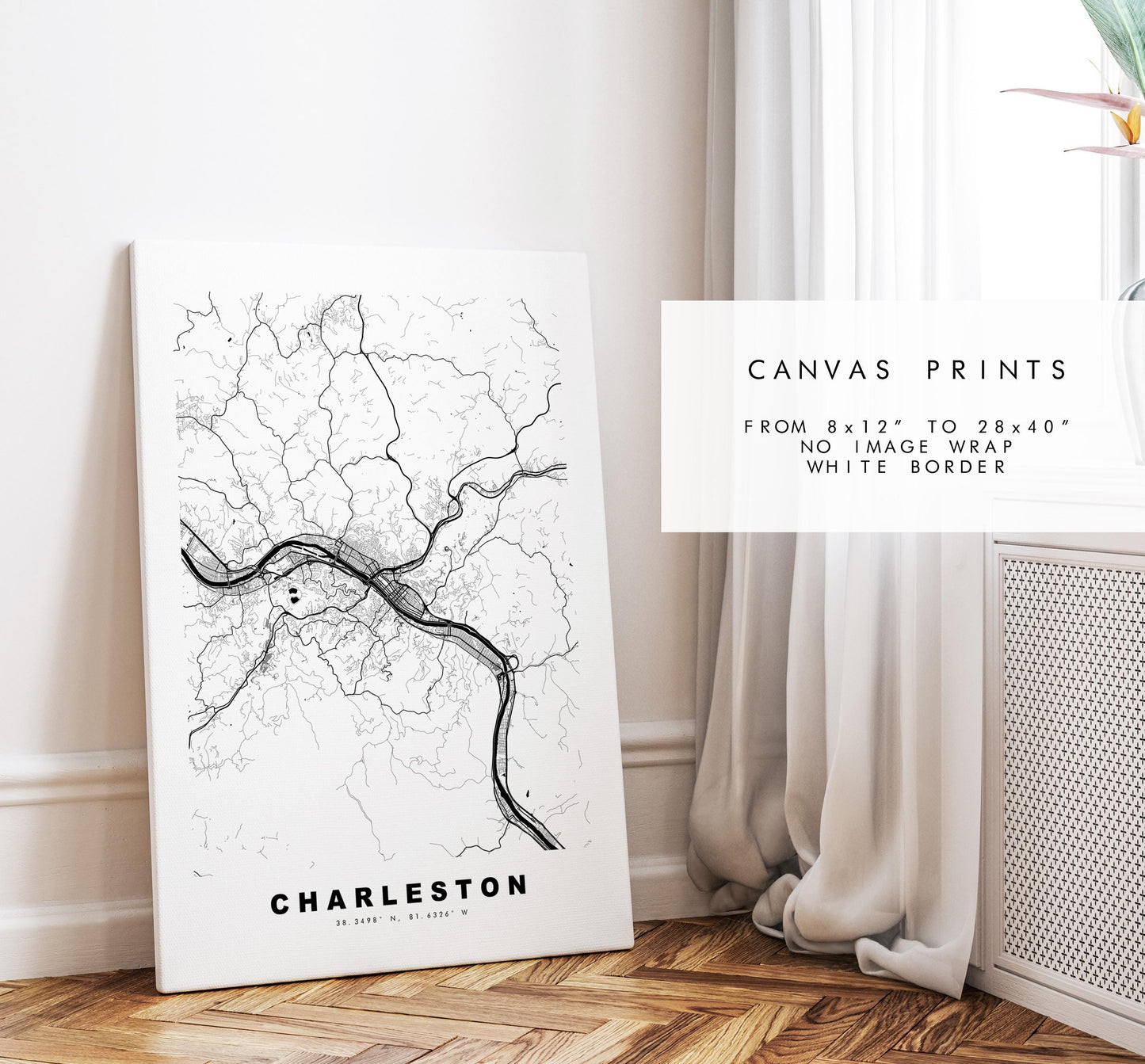 Charleston Map Print (WV) - City Map Poster - Map Art - USA City Maps - Charleston Print - Poster - Minimalist City Map - West Virginia