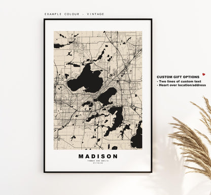 Madison Map Print - City Map Poster - Map Art - USA City Maps - Madison Print - Madison Poster - Minimalist City Map - Wisconsin