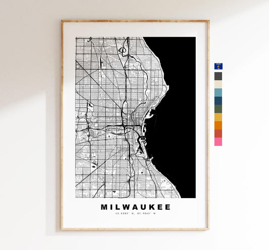 Milwaukee Map Print - City Map Poster - Map Art - USA City Maps - Milwaukee Print - Milwaukee Poster - Minimalist City Map - Wisconsin