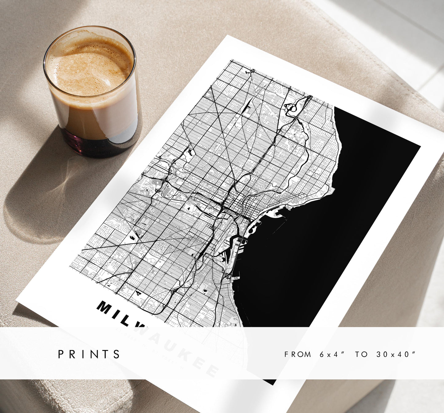 Milwaukee Map Print - City Map Poster - Map Art - USA City Maps - Milwaukee Print - Milwaukee Poster - Minimalist City Map - Wisconsin