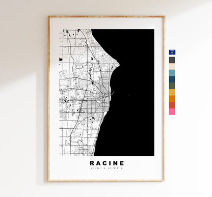 Racine Map Print - City Map Poster - Map Art - USA City Maps - Racine Print - Racine Poster - Minimalist City Map - Wisconsin