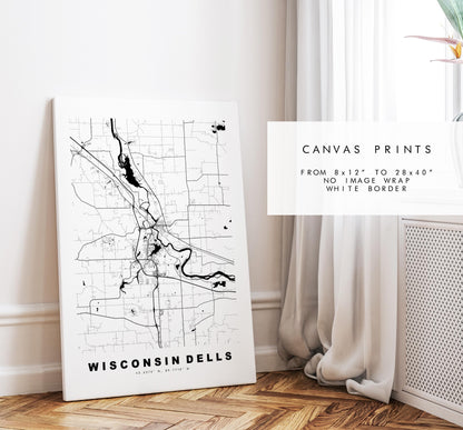 Wisconsin Dells Map Print - City Map Poster - Map Art - USA City Maps - Wisconsin Dells Print - Poster - Minimalist City Map - Wisconsin