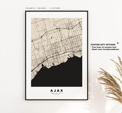 Ajax Map Print (Canada) - City Map Poster - Map Art - Map Wall Art - Canada City Maps - Ajax Print - Ajax Poster - Minimalist City Map