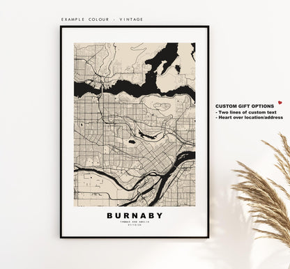 Burnaby Map Print - City Map Poster - Map Art - Map Wall Art - Canada City Maps - Burnaby Print - Burnaby Poster - Minimalist City Map