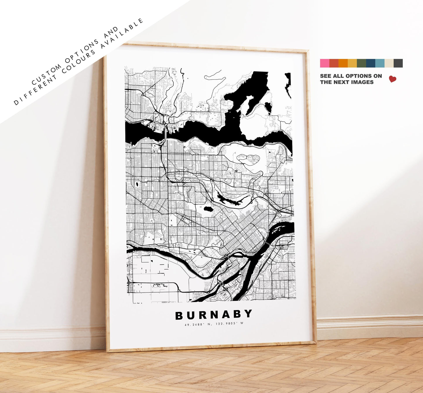 Burnaby Map Print - City Map Poster - Map Art - Map Wall Art - Canada City Maps - Burnaby Print - Burnaby Poster - Minimalist City Map