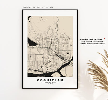 Coquitlam Map Print - City Map Poster - Map Art - Map Wall Art - Canada City Maps - Coquitlam Print - Coquitlam Poster - Minimalist City Map