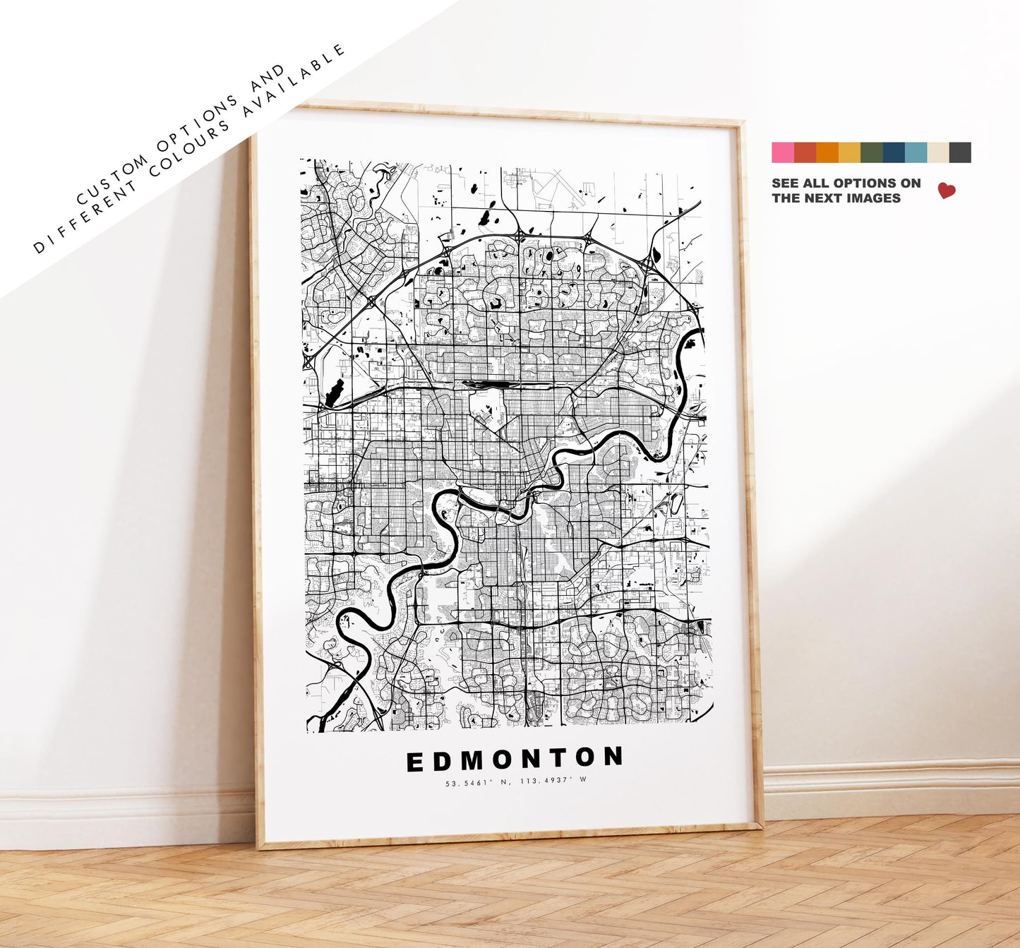 Edmonton Map Print - City Map Poster - Map Art - Map Wall Art - Canada City Maps - Edmonton Print - Edmonton Poster - Minimalist City Map