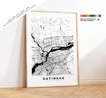 Gatineau Map Print - City Map Poster - Map Art - Map Wall Art - Canada City Maps - Gatineau Print - Gatineau Poster - Minimalist City Map