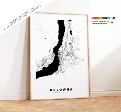 Kelowna Map Print - City Map Poster - Map Art - Map Wall Art - Canada City Maps - Kelowna Print - Kelowna Poster - Minimalist City Map