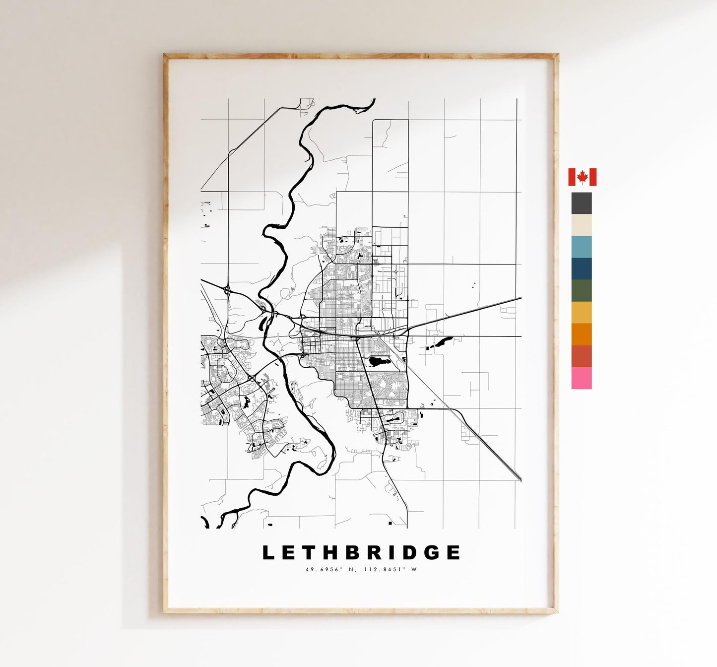 Lethbridge Map Print - City Map Poster - Map Art - Map Wall Art - Canada City Maps - Lethbridge Print - Poster - Minimalist City Map