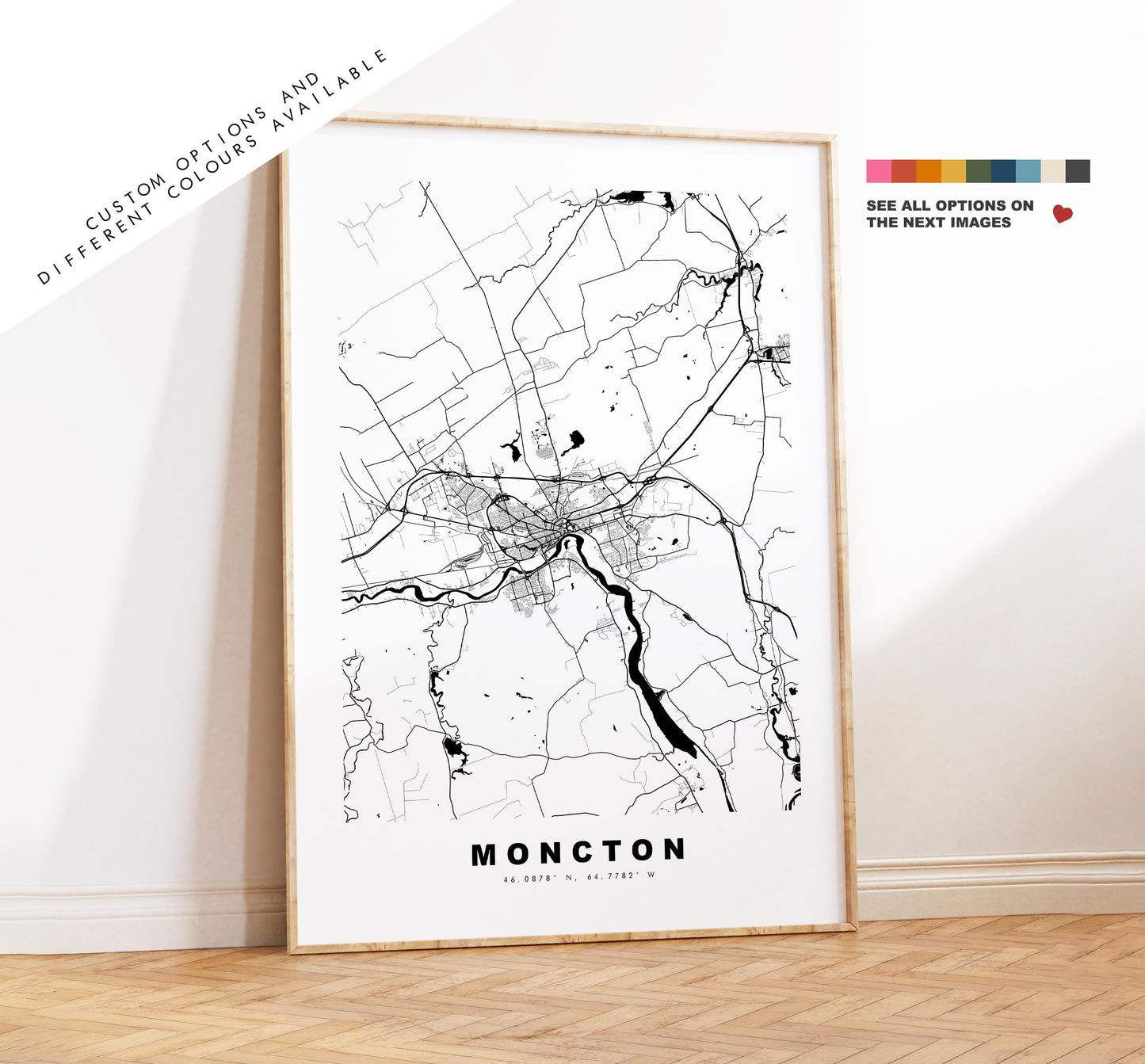 Moncton Map Print - City Map Poster - Map Art - Map Wall Art - Canada City Maps - Moncton Print - Moncton Poster - Minimalist City Map