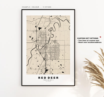 Red Deer Map Print - City Map Poster - Map Art - Map Wall Art - Canada City Maps - Red Deer Print - Red Deer Poster - Minimalist City Map