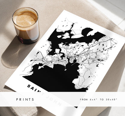 Saint John Map Print - City Map Poster - Map Art - Map Wall Art - Canada City Maps - Saint John Print - Poster - Minimalist City Map