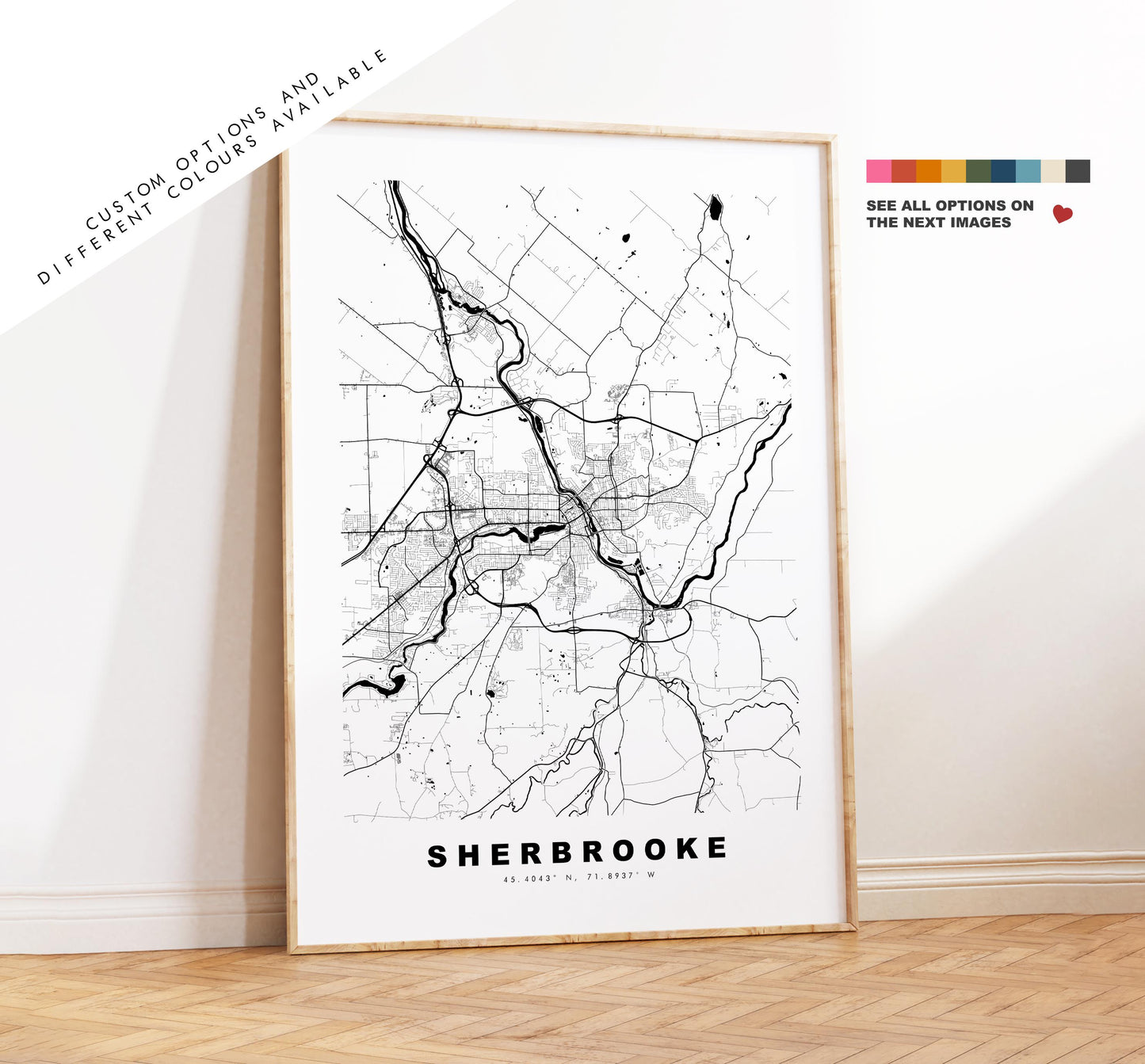 Sherbrooke Map Print - City Map Poster - Map Art - Map Wall Art - Canada City Maps - Sherbrooke Print - Poster - Minimalist City Map