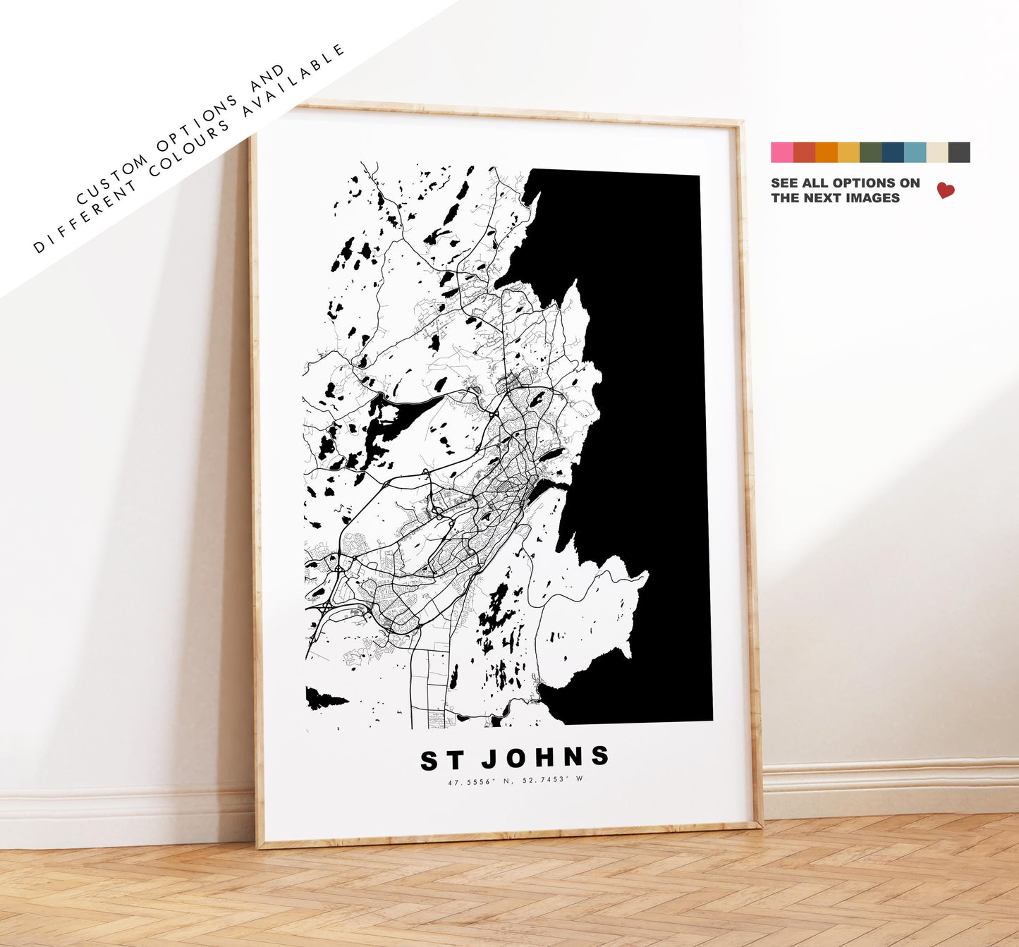 St Johns Map Print - City Map Poster - Map Art - Map Wall Art - Canada City Maps - St Johns Print - St Johns Poster - Minimalist City Map