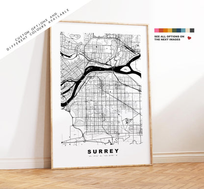 Surrey Map Print (Canada) - City Map Poster - Map Art - Map Wall Art - Canada City Maps - Surrey Print - Surrey Poster - Minimalist City Map