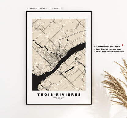 Trois-Rivières Map Print - City Map Poster - Map Art - Map Wall Art - Canada City Maps - Three Rivers Print - Poster - Minimalist City Map