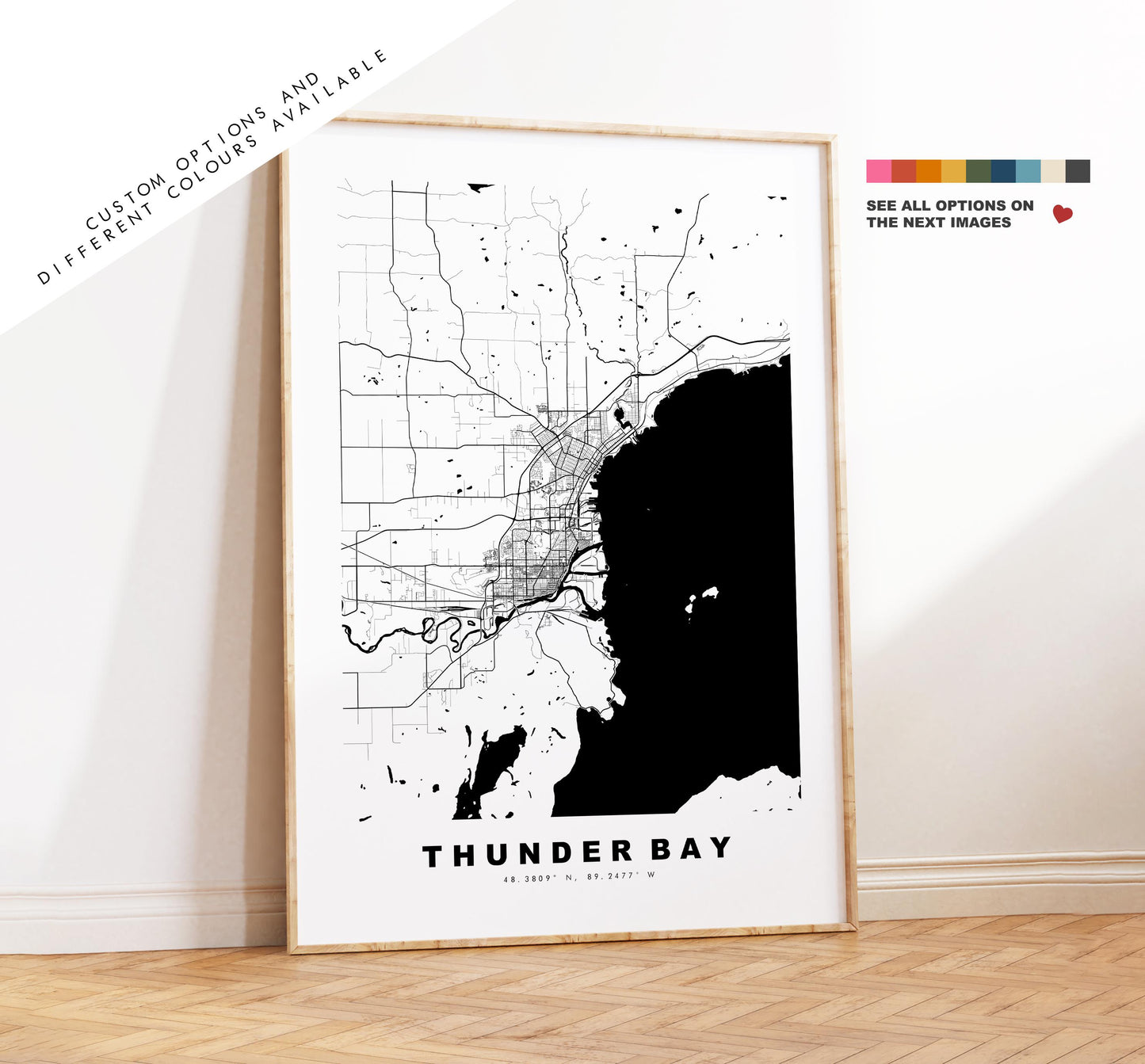 Thunder Bay Map Print - City Map Poster - Map Art - Map Wall Art - Canada City Maps - Thunder Bay Print - Poster - Minimalist City Map