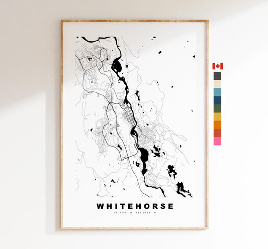 Whitehorse Map Print - City Map Poster - Map Art - Map Wall Art - Canada City Maps - Whitehorse Print -  Poster - Minimalist City Map