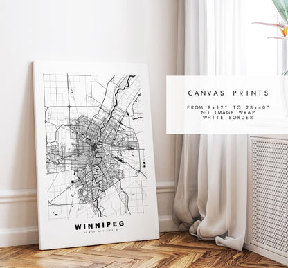 Winnipeg Map Print - City Map Poster - Map Art - Map Wall Art - Canada City Maps - Winnipeg Print - Winnipeg Poster - Minimalist City Map