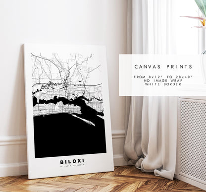 Biloxi Map Print - City Map Poster - Map Art - USA City Maps - Biloxi Print - Biloxi Poster - Minimalist City Map - Mississippi