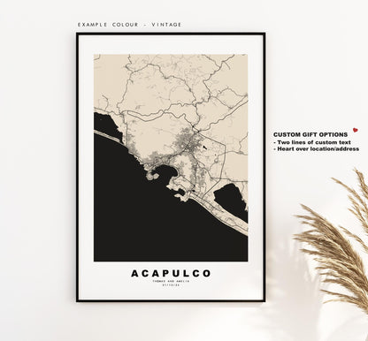 Acapulco Map Print - City Map Poster - Map Art - Map Wall Art - Mexico City Maps - Acapulco Print - Acapulco de Juárez - Minimalist City Map