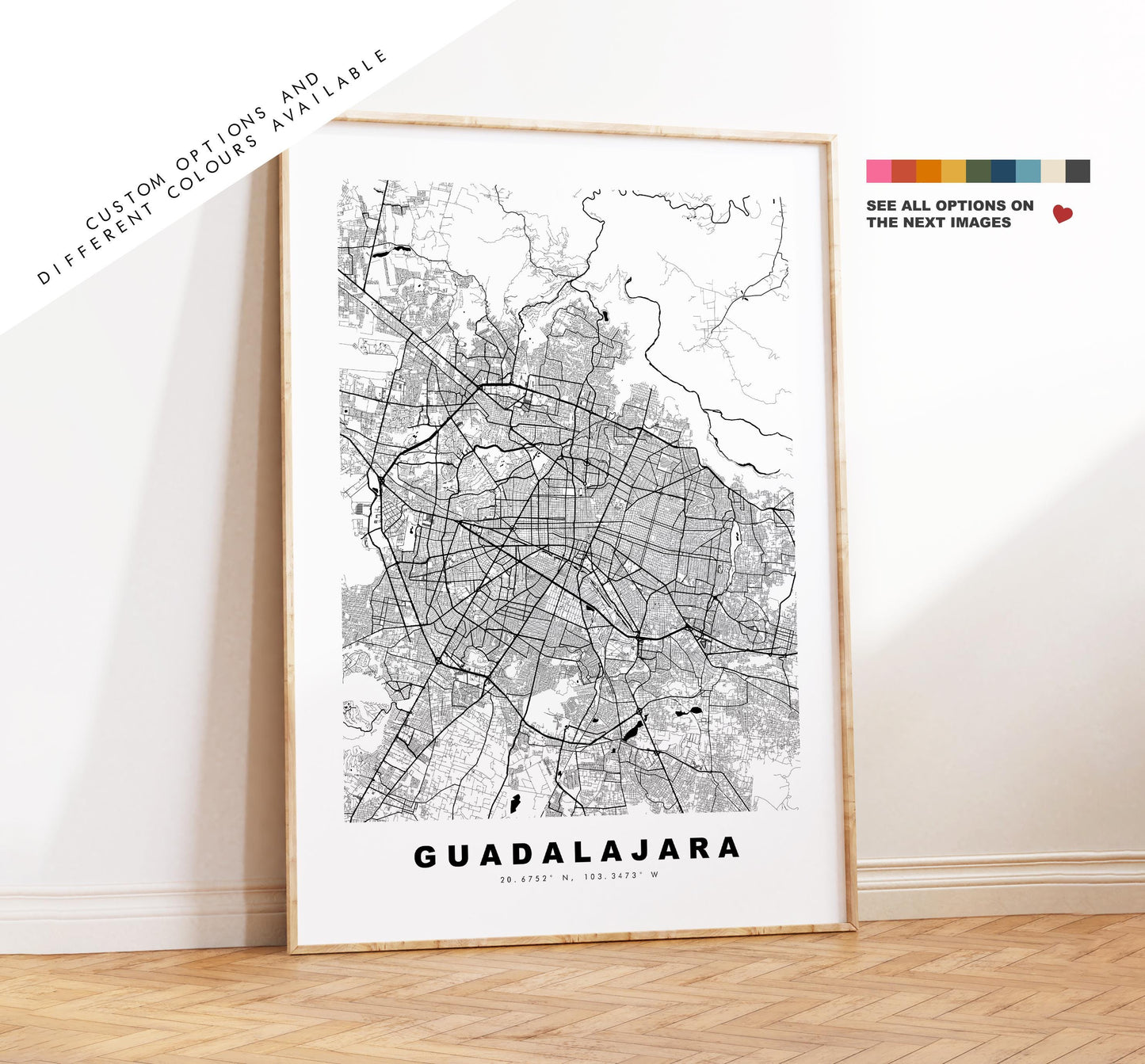 Guadalajara Map Print - City Map Poster - Map Art - Map Wall Art - Mexico City Maps - Guadalajara Print - Poster - Minimalist City Map