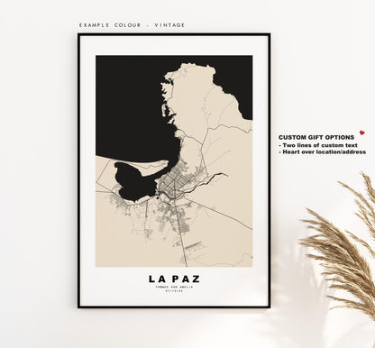 La Paz Map Print - City Map Poster - Map Art - Map Wall Art - Mexico City Maps - La Paz Print - La Paz Poster - Minimalist City Map