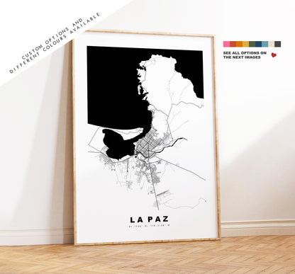 La Paz Map Print - City Map Poster - Map Art - Map Wall Art - Mexico City Maps - La Paz Print - La Paz Poster - Minimalist City Map