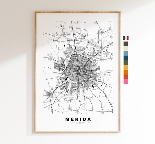 Merida Map Print - City Map Poster - Map Art - Map Wall Art - Mexico City Maps - Mérida Print - Mérida Poster - Minimalist City Map