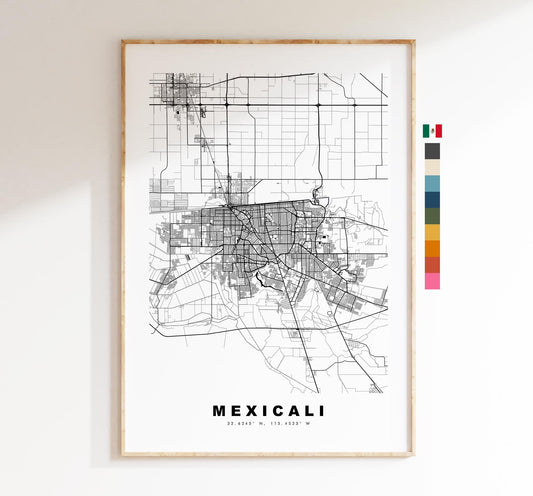 Mexicali Map Print - City Map Poster - Map Art - Map Wall Art - Mexico City Maps - Mexicali Print - Mexicali Poster - Minimalist City Map