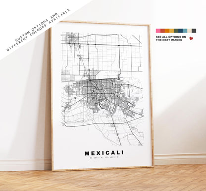 Mexicali Map Print - City Map Poster - Map Art - Map Wall Art - Mexico City Maps - Mexicali Print - Mexicali Poster - Minimalist City Map