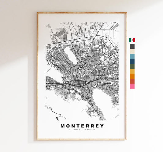 Monterrey Map Print - City Map Poster - Map Art - Map Wall Art - Mexico City Maps - Monterrey Print - Monterrey Poster - Minimalist City Map