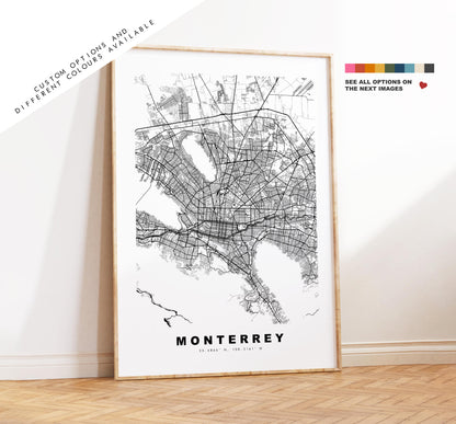 Monterrey Map Print - City Map Poster - Map Art - Map Wall Art - Mexico City Maps - Monterrey Print - Monterrey Poster - Minimalist City Map