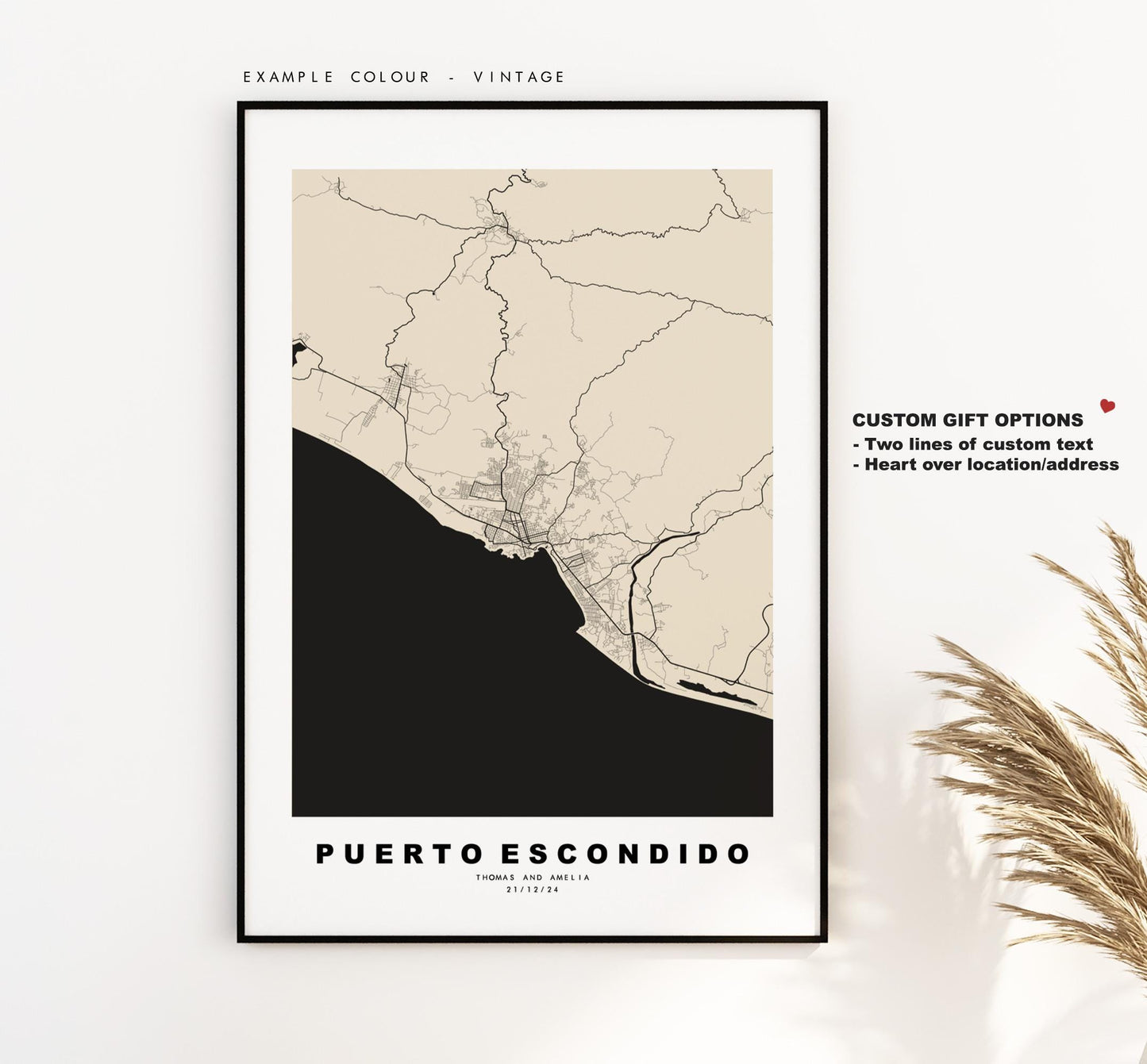 Puerto Escondido Map Print - City Map Poster - Map - Map Wall Art - Mexico City Maps - Puerto Escondido Print - Poster - Minimalist City Map