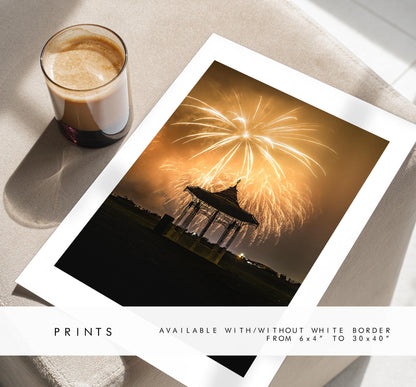 Southsea Bandstand Fireworks - Photography Print - Portsmouth and Southsea Prints - Wall Art -  Frame and Canvas Options - Portrait